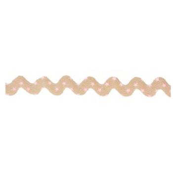 Zackenlitze 15 mm in Beige mit rosa Sternchen im Ausschnitt